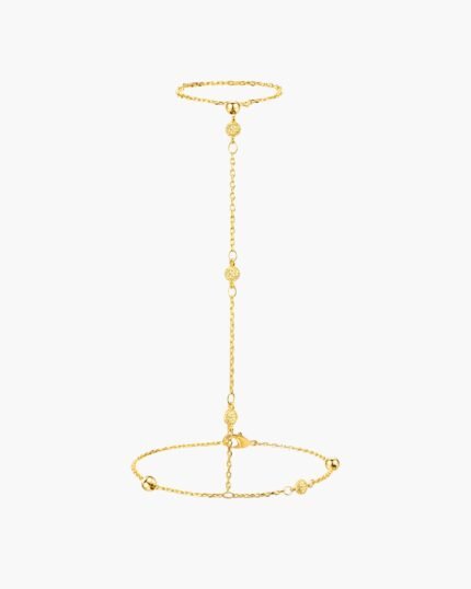 Golden Hojas Coin Hand Chain Bracelet